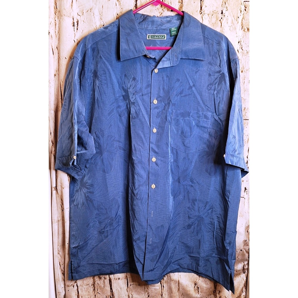 Cubavera Men's‎ 2XL Blue  Short sleeve button up Shirt Floral Design